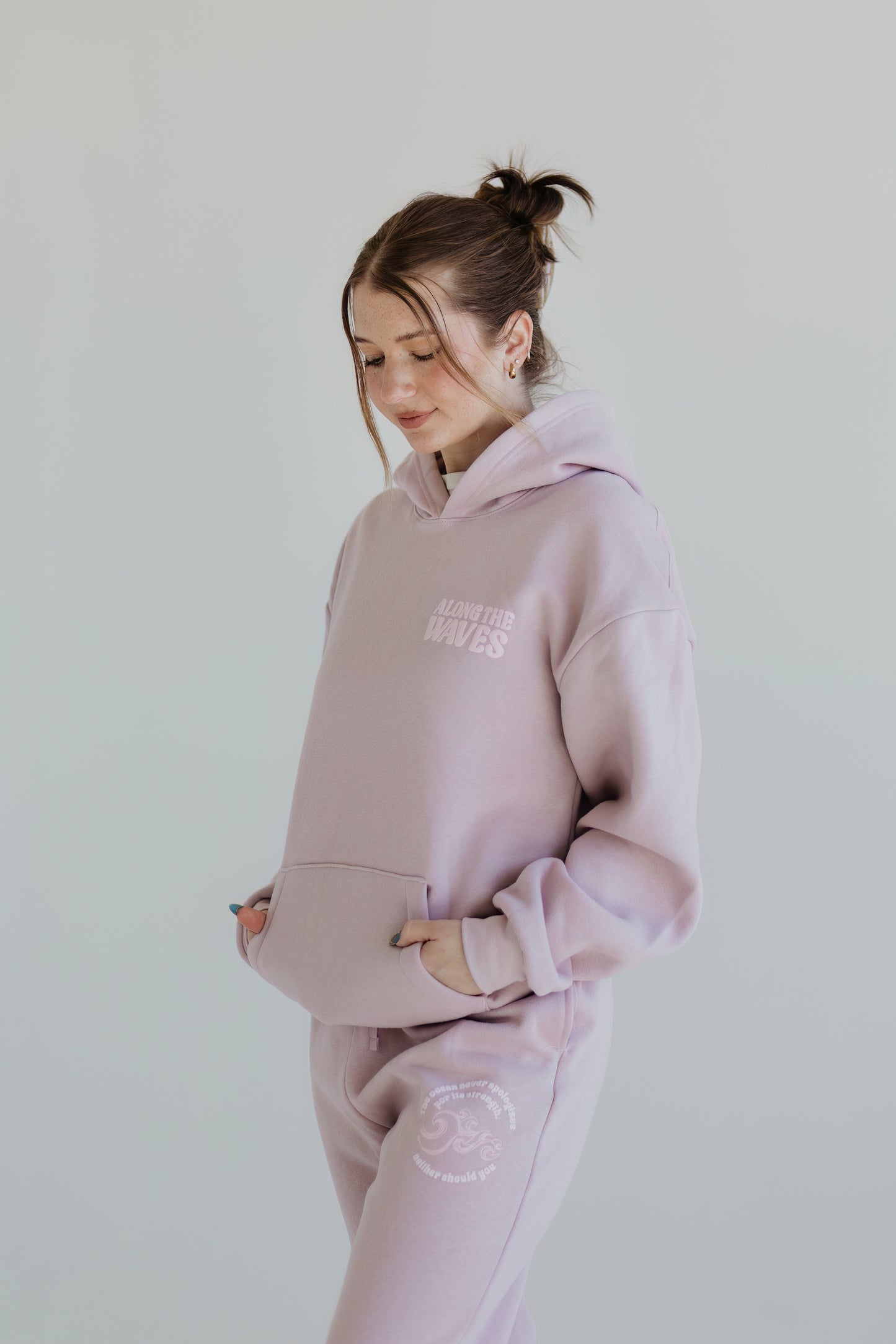 Tonal Minimalistic Blush Hoodie
