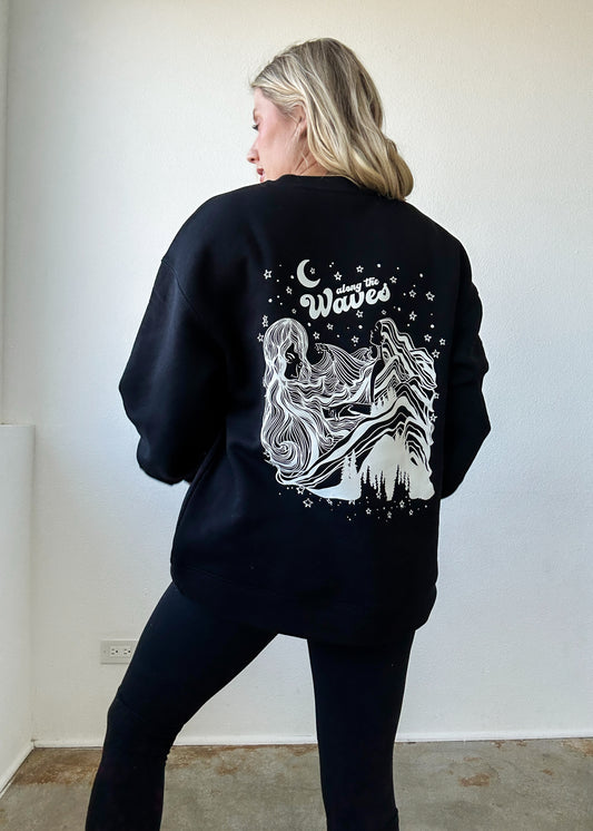 Along the Waves Lounge Crewneck - Black