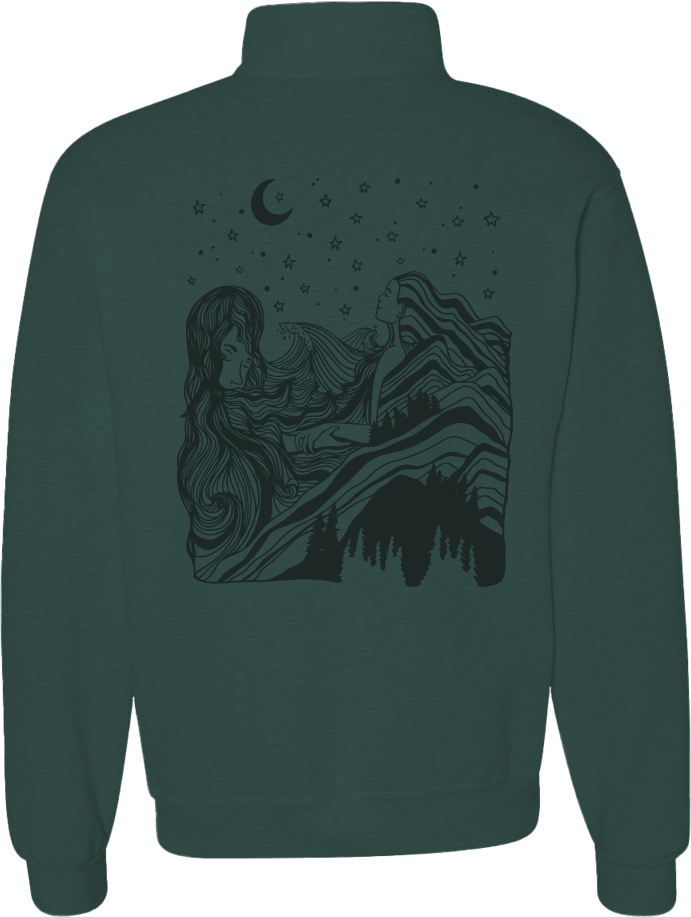 Along the Waves Forest Green Quarter Zip