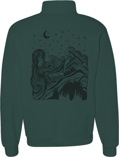 Along the Waves Forest Green Quarter Zip