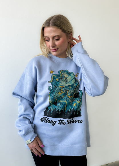 Overstimulated/Safe Lounge Crewneck - Light Blue